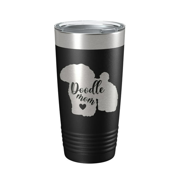 Doodle Mom Tumbler Dog Travel Mug Gift Insulated Laser Engraved Coffee Cup 20 oz Black