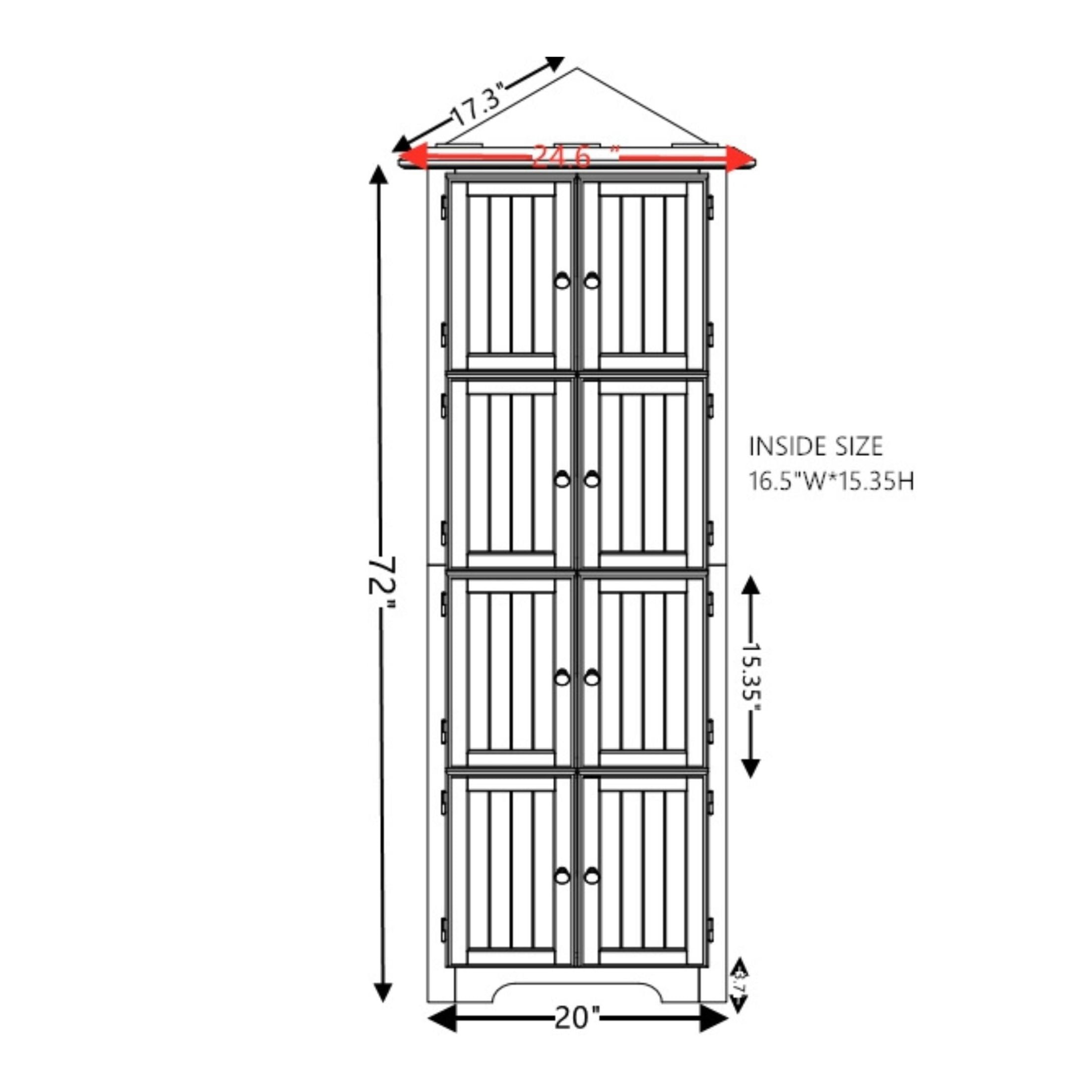 Noble House Willow 72" Corner Pantry Cabinet, 4-Tier Tall Kitchen Storage Bookshelf with Soft Close Doors, Oak