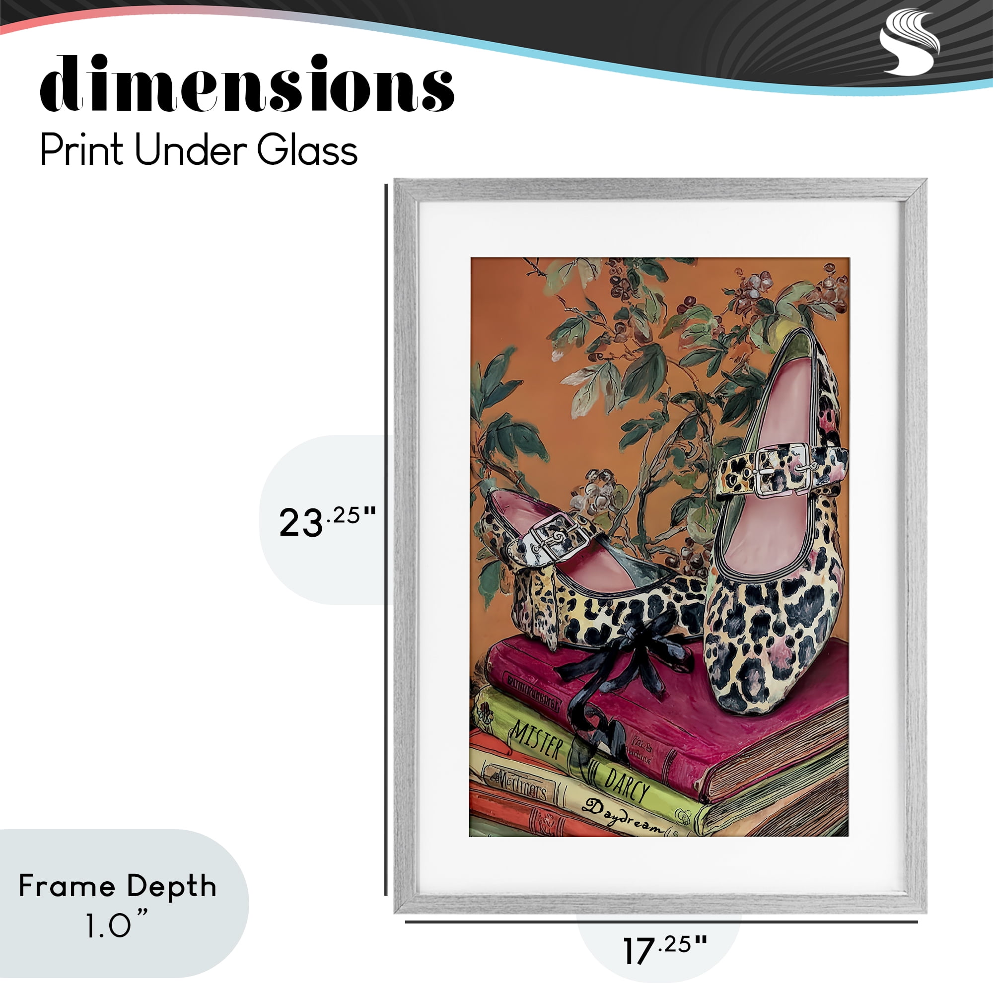 Stupell Industries On My Feet Shoes & Books Gray Framed Print Under Glass, design by Annabelle Hall