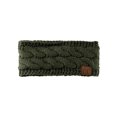 thumbnail image 2 of C.C Soft Stretch Winter Warm Cable Knit Fuzzy Lined Ear Warmer Headband, Dark Olive, 2 of 4