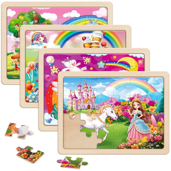 Puzles de madera SYNARRY Unicorn Princess Fairy para niñas de 3 a 6 años