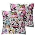 thumbnail image 2 of COMIO Hippie Graffiti Throw Pillow Cover  2 pcs Pink Strawberry Cherry Pattern Decorative Pillow Case Hand Painted Love Heart Cushion Cover for Home Bed Sofa Office White, 2 of 6