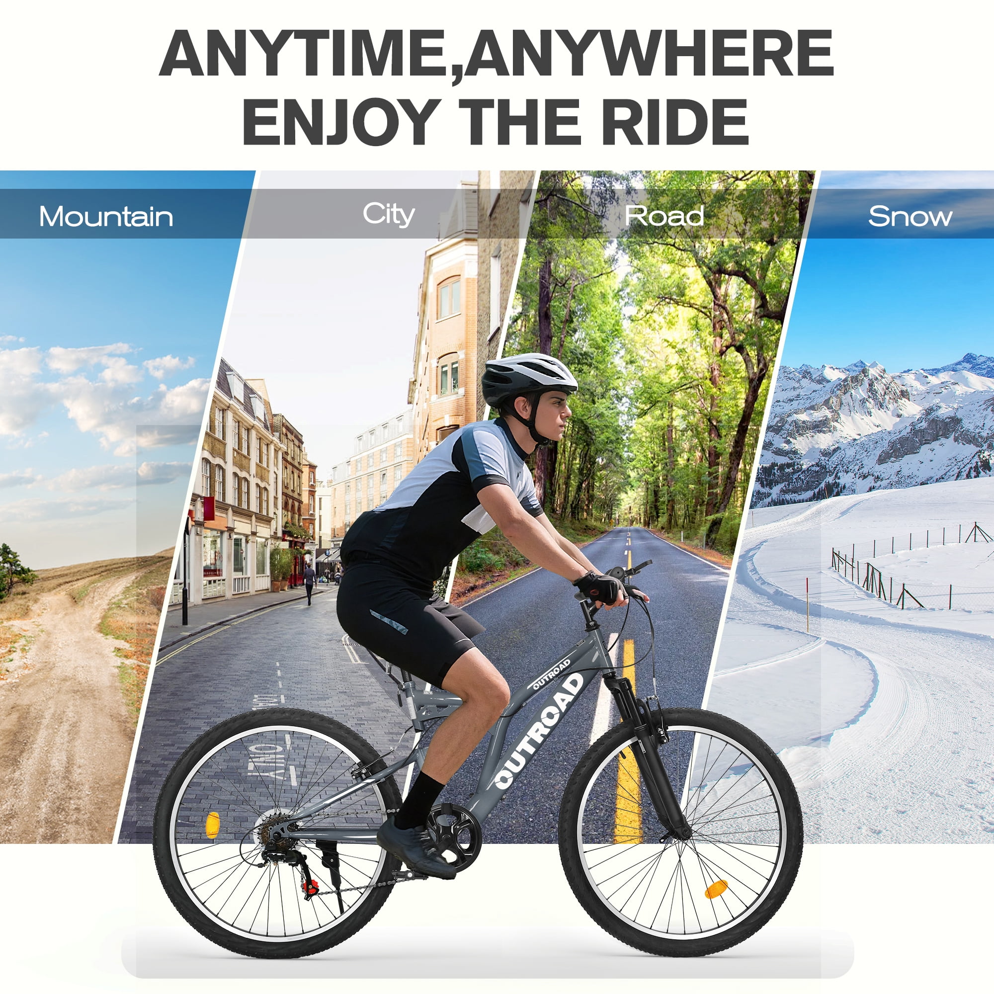 Marknig 26 inch Mountain Bike, 7 Speed Adult Bicycle with High-Carbon Steel Frame, Dual Disc & V-Brakes, Adjustable Seat for Men and Women,MTB with Shock Absorption System, Gray