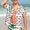 thumbnail image 3 of Wukai Dachshund Dog Puppy Men's Hawaiian Shirt Short Sleeve Casual Button Down Summer Beach Aloha Shirt Tropical Print Holiday Party, 3 of 8
