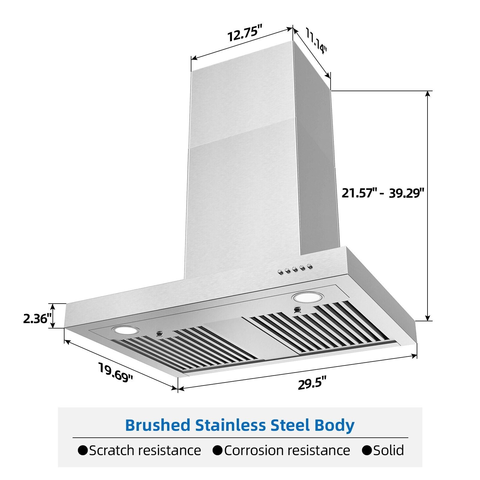 30 inch Kitchen Wall Mount Range Hood 900CFM T-Shape Stove Vent Hood 3-Speed Wall Mount Range Hood 30 Inch 900CFM Vent Hood T Shape with Stainless Steel Stove Hood Split Type Permanent Grease Baffle