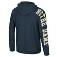 thumbnail image 3 of Men's Colosseum Navy Notre Dame Fighting Irish Back in Business Long Sleeve Raglan Hooded T-Shirt, 3 of 3
