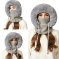 thumbnail image 4 of Vinsonshop 3 in 1 Beanie Hat with Scarf and Mask Ski Mask Winter Hats for Women Hooded Scarf for Women Winter Balaclava Hood Scarf Beanie with Face Cover Gray One Size, 4 of 6