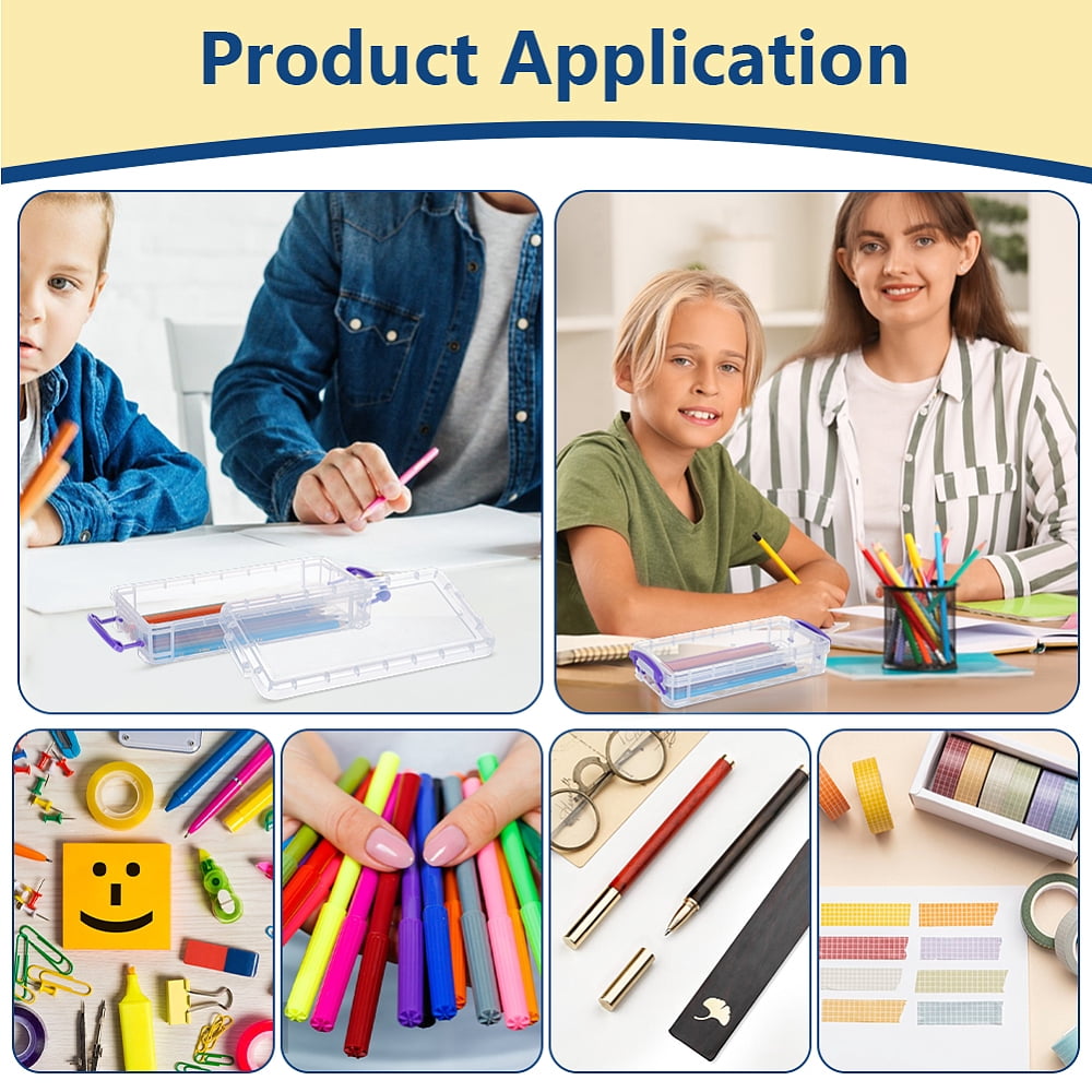 Rectangle Plastic Pencil Case Desktop Stationery Organizer Slate Blue 216x100x46.5mm Inner Diameter: 193x84mm