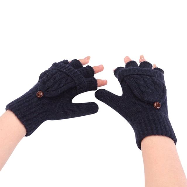 Winter Fashion Solid Color Knit Button Flip Cute Use Warm Half Finger Gloves Gloves Mittens Gloves Mittens Women Ski Gloves Mittens Men Gloves Mittens Men Gloves Mittens Convertible Gloves Mittens for