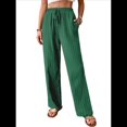 thumbnail image 3 of Pantalones Palazzo de para Mujer, Elegantes, de Verano, de Pierna , Holgados, Estilo Bohemio, de , para Playa, con Bolsillos. Verde Tinta M, 3 of 10
