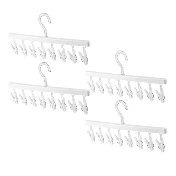 Yardwe 4Pcs White Pants Hangers with Clips for Wrinkle Free Trousers and Skirts