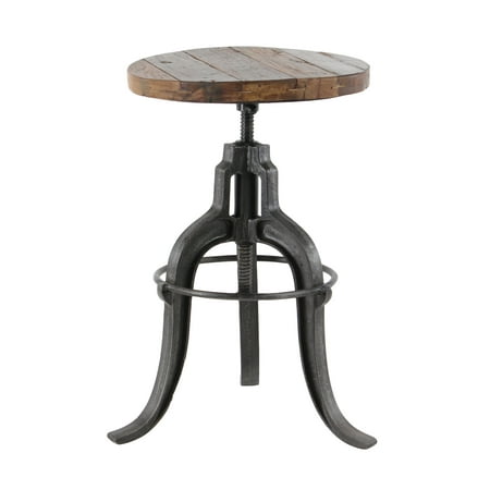 Decmode Rustic 29 X 17 Inch Round Brown Iron And Teak Wood Stool Decmode Rustic 29 X 17 Inch Round Brown Iron And Teak Wood Stool