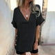 thumbnail image 2 of Blusa de trabajo,Cárdigan con capucha y cuello en V para mujer, mezcla de lana de invierno, manga corta, top informal de poliéster para uso diario, sopatenor, 2 of 9