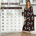 thumbnail image 7 of Tutolipy Skull Rose Printed Nightgowns for Women Full Length Sleepwear V Neck Loungewear Long Sleeve Nightshirts for Home, 3XL, 7 of 7