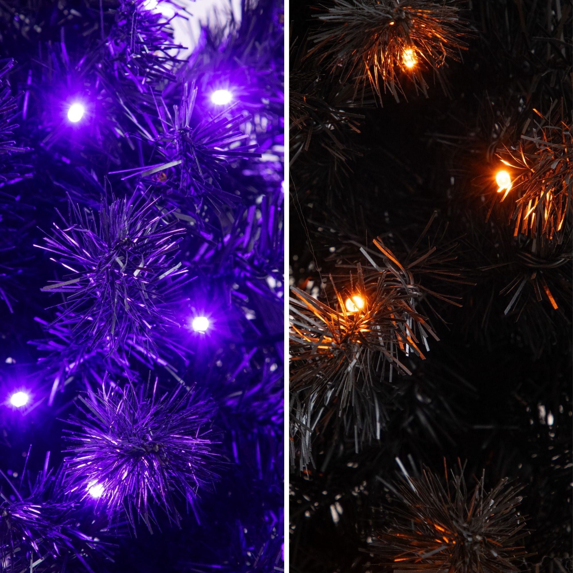 Nearly Natural 4ft. Pre-Lit Artificial Halloween Black Moon & Skull Tree with 250 Orange & Purple LED Lights