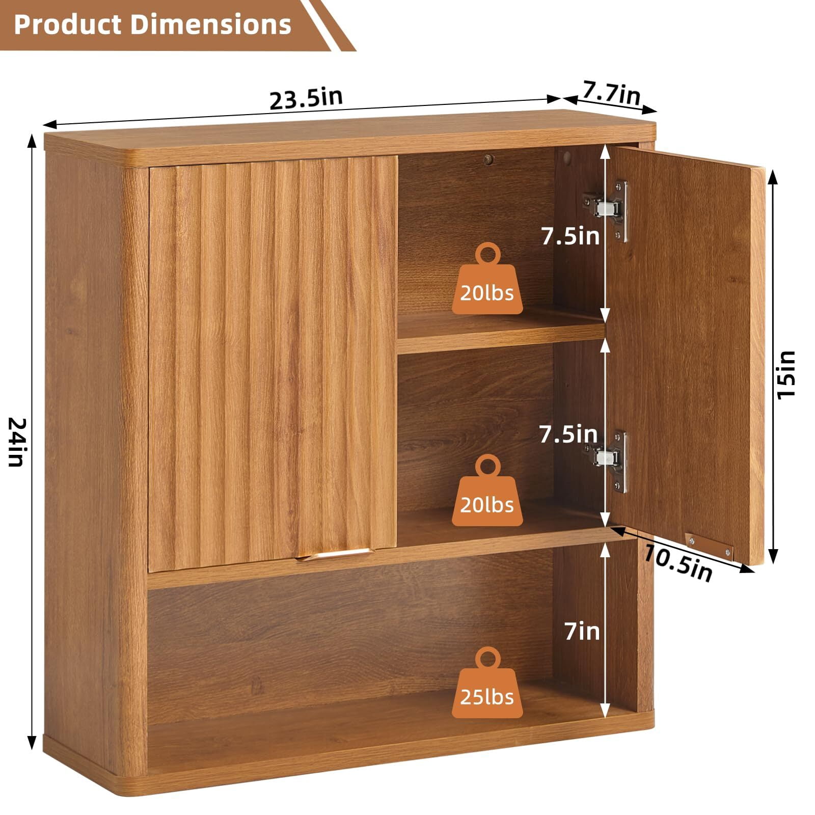 LELELINKY Rattan Wood Bathroom Wall Cabinet with Adjustable Shelf, Boho Medicine Cabinet for Over-Toilet Storage, Laundry Room, Tea Color