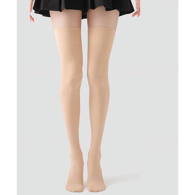 Calcetines largos antideslizantes por encima de la rodilla para mujer, medias blancas finas hasta la mitad de la pantorrilla, de seda negra y blanca, calcetines largos hasta el muslo para