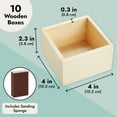 10 Unpainted Wooden Boxes for Crafts, Create with Sanding Sponge (4 In