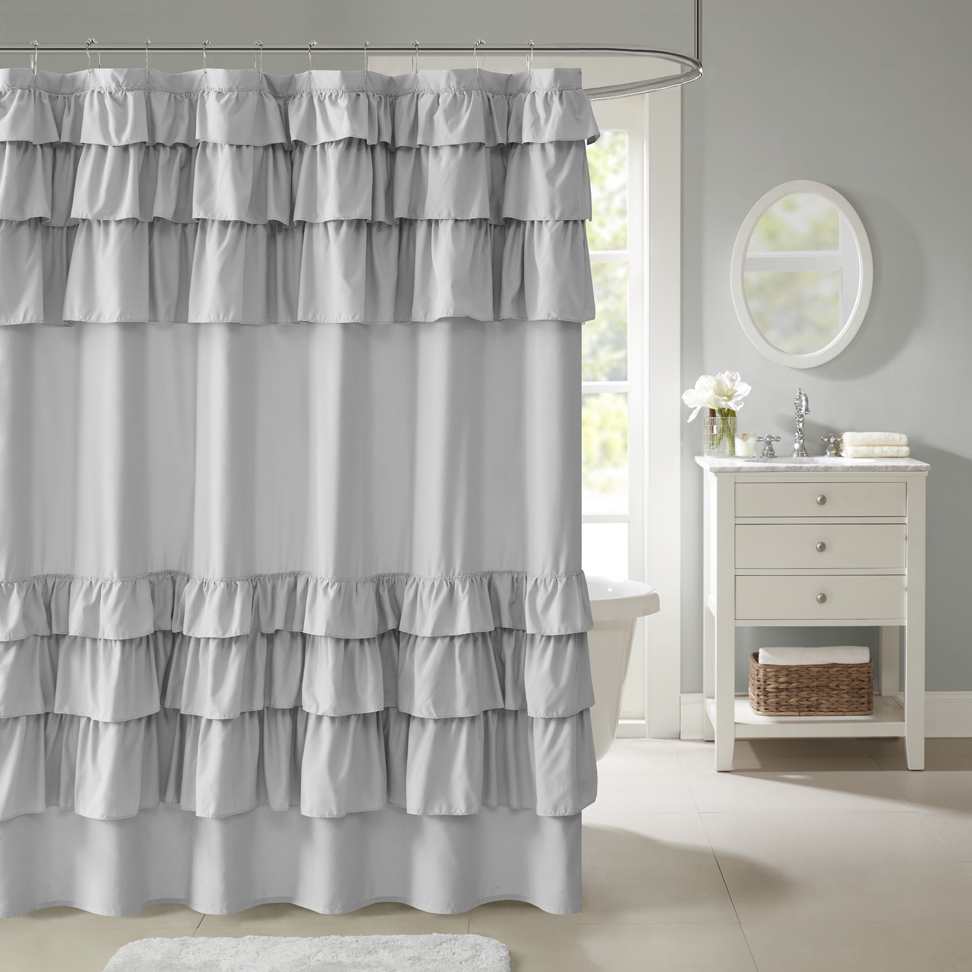 Home Essence Abby Ultra Soft Ruffled Shower Curtain Walmart Com