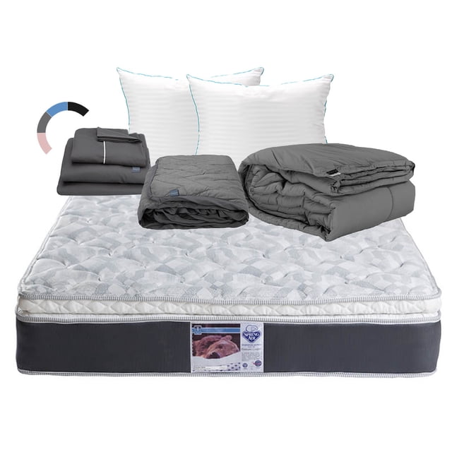 Colchon Marte King Size+Almohada Royal Twin+Protector Lux+Sabanas Royal+Edredon Homy