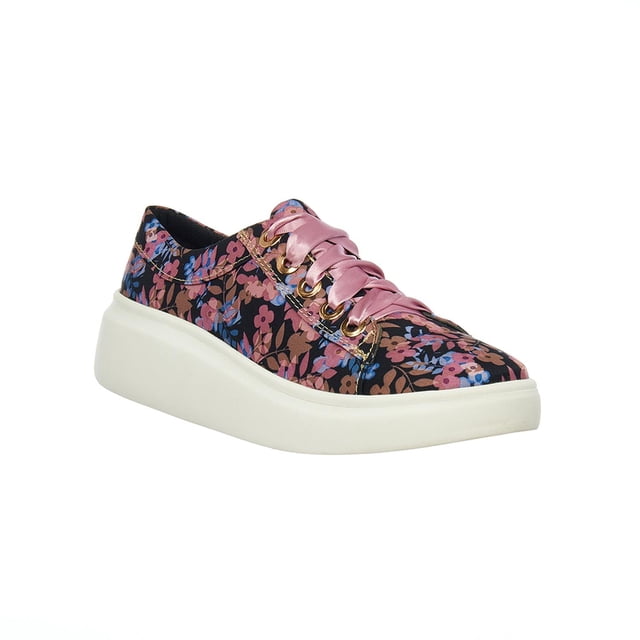 Tenis Con Flores y Plataforma Mujer Juvenil Textil Cómodo negro 25 Incógnita 088D3A