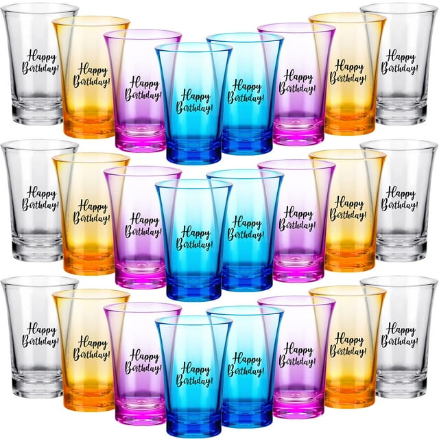Gafas Shot Glasses Hosuly para fiesta de cumpleaños, 35 ml, divertidas, acrílico, 24 unidades