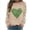 #094 Khaki, variant on Felirenzacia St. Patrick Women’s Raglan Sweatshirt Shamrock Print Long Sleeve Pullover Tops Casual Holiday Shirt, White,S