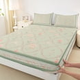 thumbnail image 3 of Homewish Vintage Flowers Twin Sheet Sets 3pcs for Teenagers,Abstract Geometric Plaid Twin Fitted Sheet Microfiber,Chic Floral Blossoms Breathable Flat Sheet,Ultra Soft Home Decor, 3 of 7