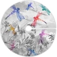 thumbnail image 1 of FMSHPON Ink Flower Dragonfly Xmas Christmas Tree Skirt Stand Mat for Holiday Party Decoration Indoor Outdoor 48 inches, 1 of 6