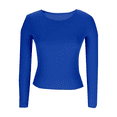 thumbnail image 4 of Ribbed Crew Neck Long Sleeve Tops for Women Slim Fit Undershirts Knit Basic Casual Stretch Tees Shirts, 4 of 6