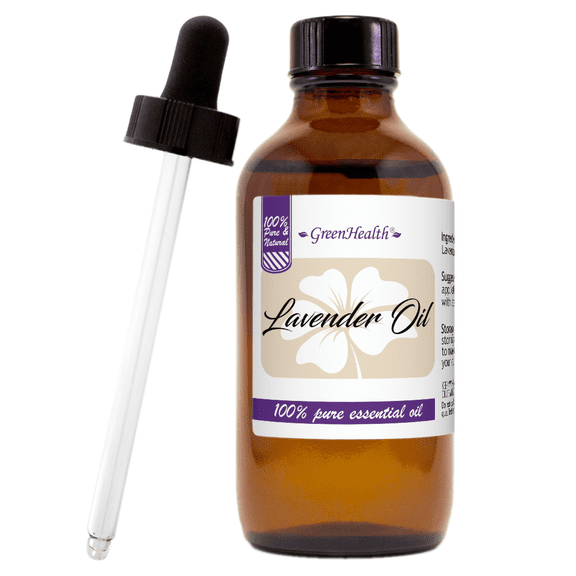 Lavender Essential Oil - 4 fl oz (118 ml) Glass Bottle w/ Cap and Glass Dropper - Therapeutic Grade by GreenHealth