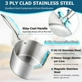 thumbnail image 6 of Coliware 2 QT Saucepan with Lid, Tri-Ply Stainless Steel Sauce Pan Cooking Pot Kitchen Induction, 6 of 7