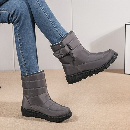 

Hueook Platform Boots Women Boots Winter Buckle Strap Chunky Heels Slip On Retro Ladies Footwear Shoes Wide Calf Boots For Women