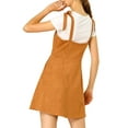 thumbnail image 4 of INSPIRE CHIC Women's Faux Suede A Line Short Button up Overall Dresses XL Brown, 4 of 7