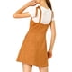 thumbnail image 3 of INSPIRE CHIC Vestido corto de tirantes con botones de ante sintético para mujer XL marrón, 3 of 6