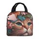 thumbnail image 1 of Disketp Flower Crown Cat for Insulated Lunch Bag for Women and Men, Perfect for Work, Hiking, Picnic, 1 of 8