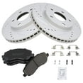thumbnail image 2 of TRQ Front Performance Brake Pad & Rotor Kit Brake Pads Brake Rotors Set Ceramic Premium G-Coated Fits Select 2007-2012 Dodge Caliber 2008-2017 Mitsubishi Lancer, 2 of 4