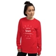 thumbnail image 2 of Gotta Start Somewhere Men’s Long Sleeve Shirt (Red, M), 2 of 4