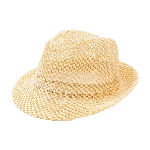 Mesh Hollow Jazz Hat Summer Breathable Sun Casual Cool Cap Yellow One Size