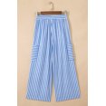 thumbnail image 6 of ZhiHiMeRi Casual Blue Stripe Wide Leg Pants for Women – Ankle Length Drawstring Trousers for Daily Wear XL, 6 of 12