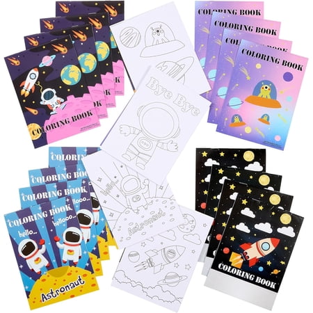 Playbees Outer Space Coloring Books - 20 Pack - Astronaut and Alien, Kids Solar System Party Favors Boys & Girls, Educational Art Gifts, and Creative Learning Tools for Kids Ages 1-8 - 5 x 7 Inch