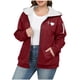 thumbnail image 2 of Suéter de manga larga con capucha y chaquetas informales para mujer, moda de talla grande, color liso, con cremallera y capucha, suéter grueso de terciopelo, hombros caídos, blusa de poliéster para mu, 2 of 4