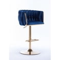 thumbnail image 4 of Set of 2 Bar Stools,with Chrome Footrest and Base Swivel Height Adjustable Mechanical Lifting Velvet + Golden Leg Simple Bar Stoo,Navy, 4 of 9