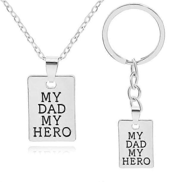 Llavero con colgante cuadrado de metal "Papá es mi héroe, mejor amigo", joyería, regalo para el Día del Padre
