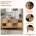 thumbnail image 2 of Antique brown accent cabinet with glass + Japanese rattan design for entryway and living room, 2 of 7