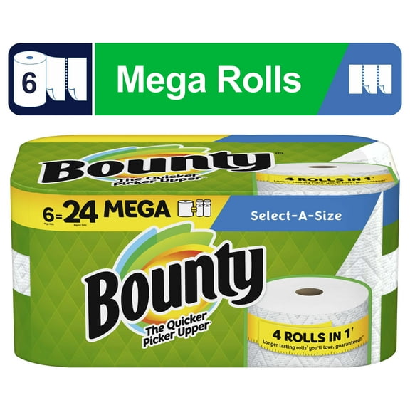 Bounty Paper Towels Select-A-Size, 6 Mega Rolls