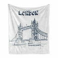 thumbnail image 1 of London Soft Flannel Fleece Throw Blanket, Tower Bridge in London British Architecture International Culture Illustration, Cozy Plush for Indoor and Outdoor Use, 70" x 90", Black White, by Ambesonne, 1 of 6