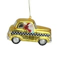 thumbnail image 2 of 4.25" Gold and Black Glass Santa Car Christmas Ornament, 2 of 2