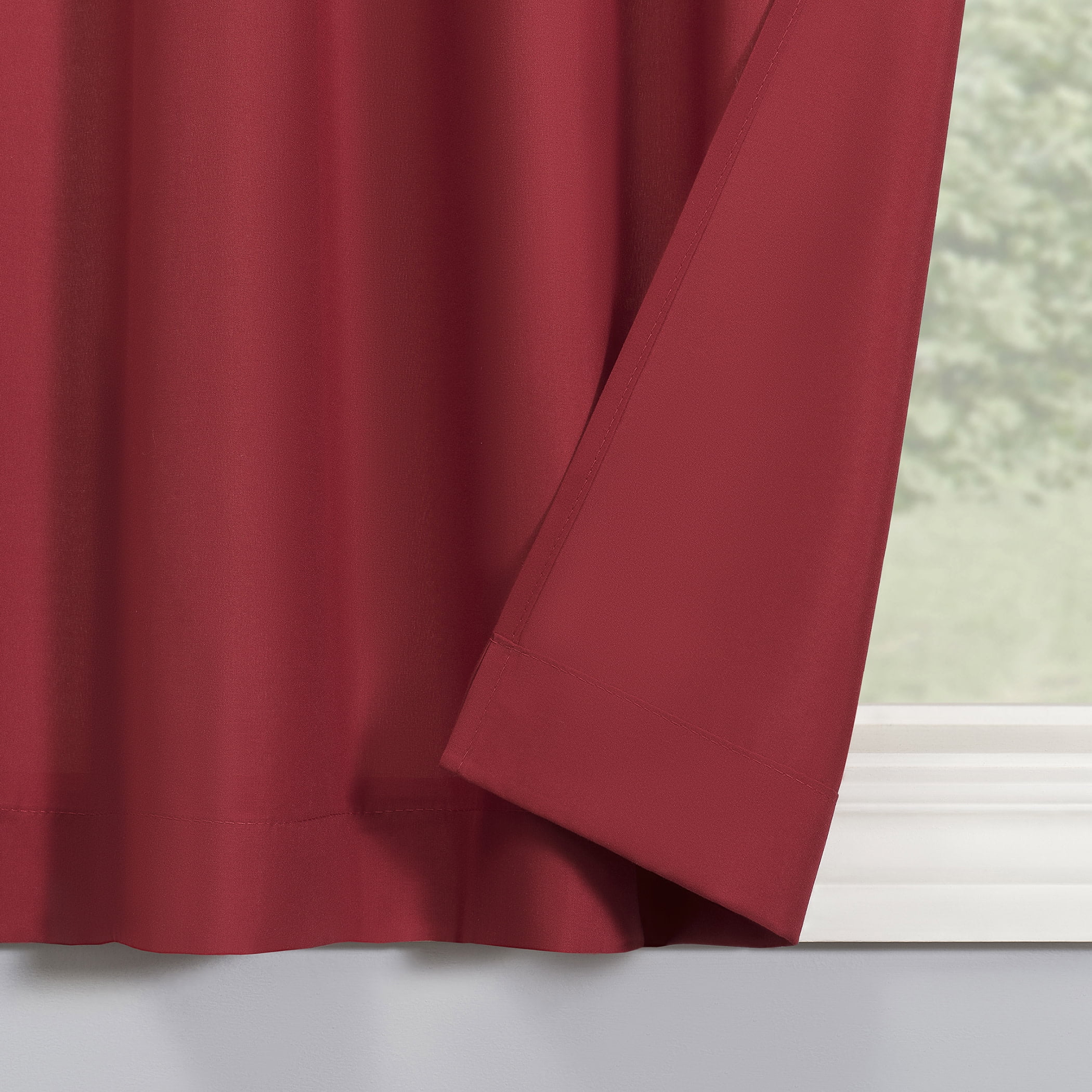 Mainstays 3-Piece Semi Sheer Rod Pocket Kitchen Window Tier Pair and Valance, 2 Café Curtains and 1 Curtain Valance, Red, 54"W x 36"L