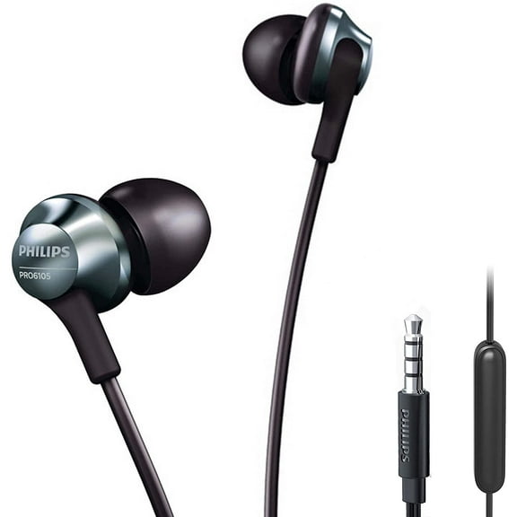 Philips Performance PRO6105 Wired Earphones W Mic, Black